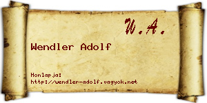 Wendler Adolf névjegykártya